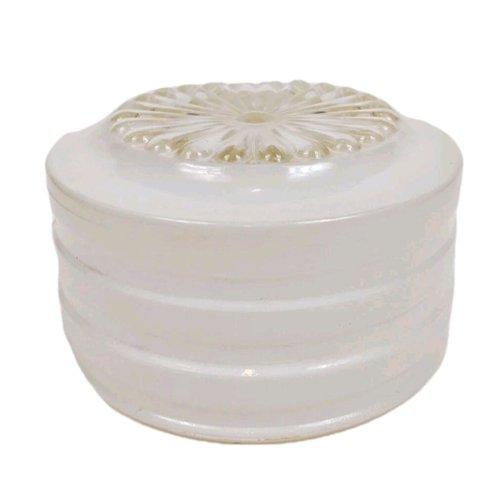 Vintage Ribbed Frosted White Clear Glass Ceiling Light Shade Drum Flush Mount 6"